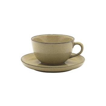 Пара чайная FLAT Shape OCRE (чашка 200мл и блюдце 14,5см) Oxford 141354